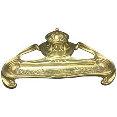 Art Nouveau Brass Inkwell, circa 1900