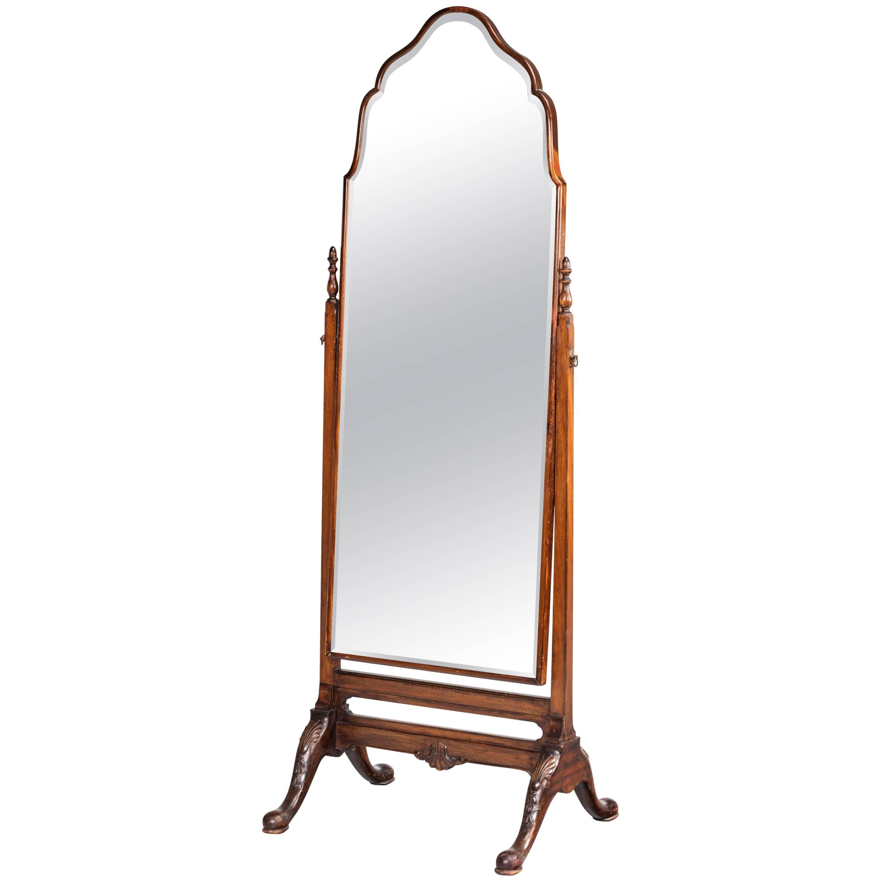 Early 20th Century Mahogany Framed Cheval Mirror