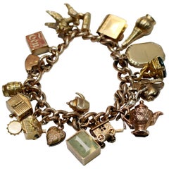 Fine Vintage Rose Gold Charm Bracelet 10