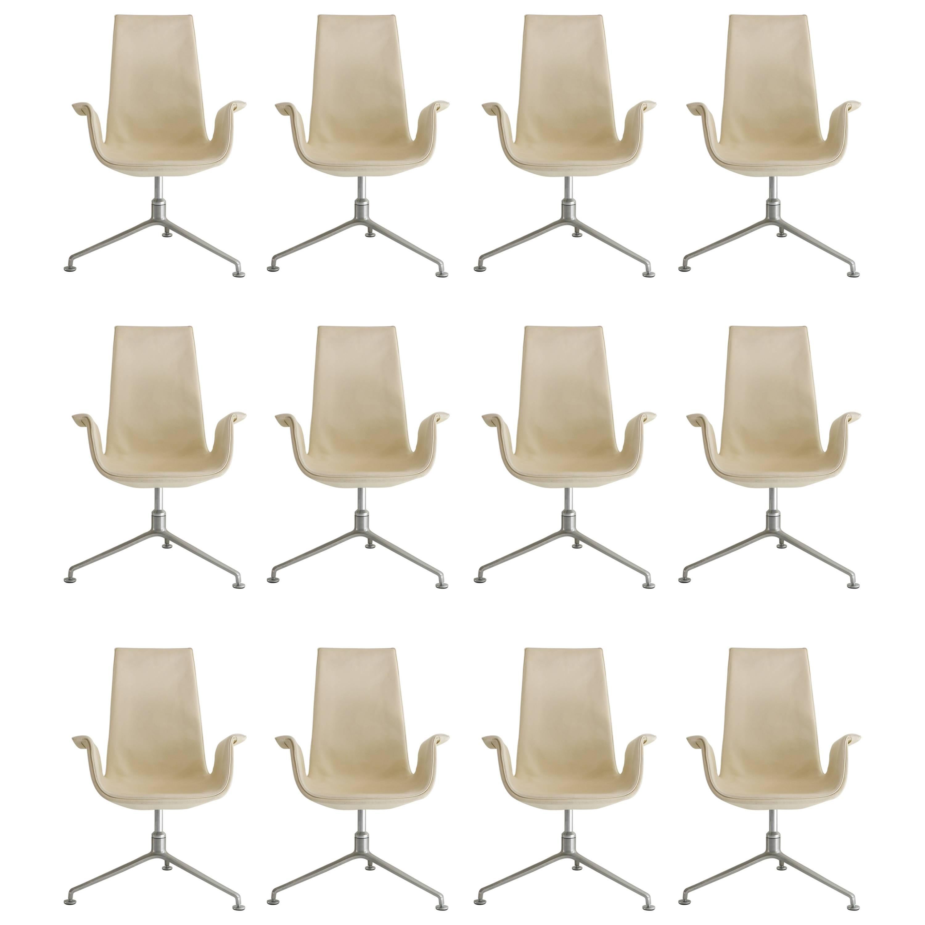 Set of 12 Fabricius & Kastholm Tulip Chairs Cream For Sale