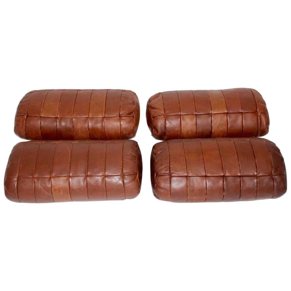  De Sede Cognac Leather Pillows, 1970s, Switzerland Set of Four