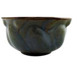 Early Axel Salto for Royal Copenhagen, Stoneware Bowl, Modeled in Organic Form
