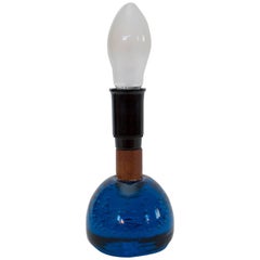 Table Lamp, Glass with Teak Fitting, from Eneryda Glasbruk, Swedish, 1950s 6