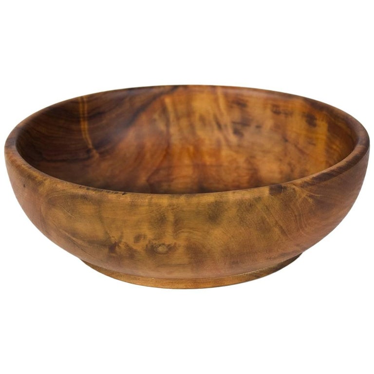 Walnut Wooden Bowl Danish Origin HandTurned, 1960s Home Accessory at