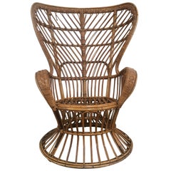 Vintage Rattan Chair Designed by Lio Carminati, Edited by Bonacina, Italy, 1940s