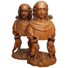 Pair of Carved Wood Italian Figural Reliquaries 3