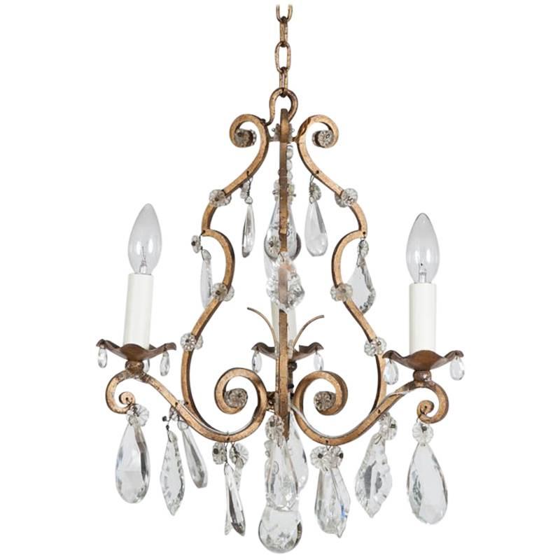 1950s Three-Light French Chandelier For Sale