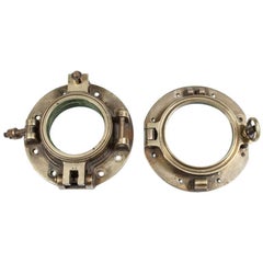 Two Opening Brass Ship's Portholes