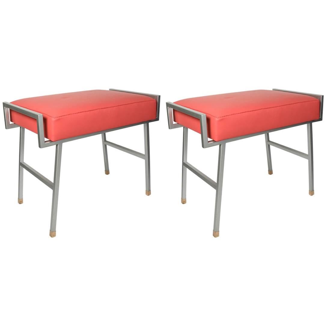 Pair of 1960s Stools by Maison Arlus For Sale