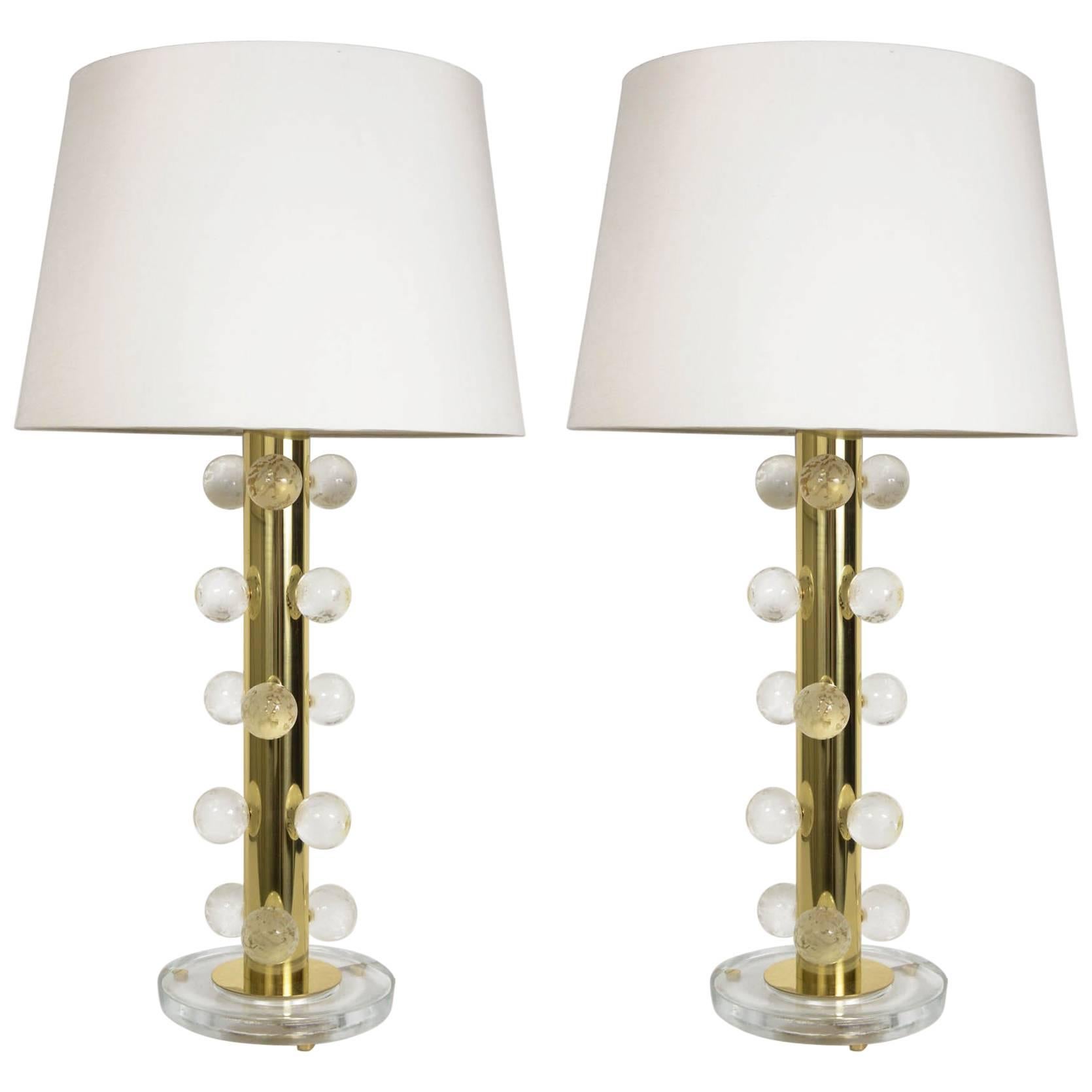 Pair of Murano Glass Lamps in the Style of Veronese