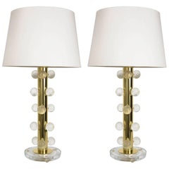 Pair of Murano Glass Lamps in the Style of Veronese