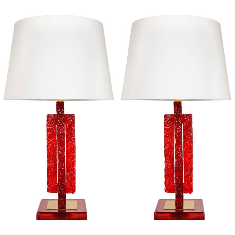 Pair of Murano Glass Lamps For Sale at 1stDibs