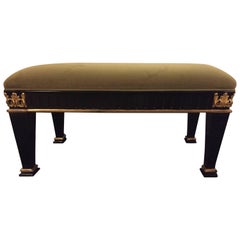 French Empire Style Window Bench with Gilt Decorated Ebony Base 11