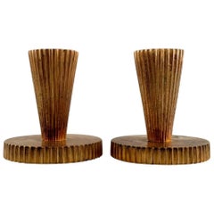 Tinos Art Deco, a Pair of Candlesticks in Bronze, Denmark, 1940s