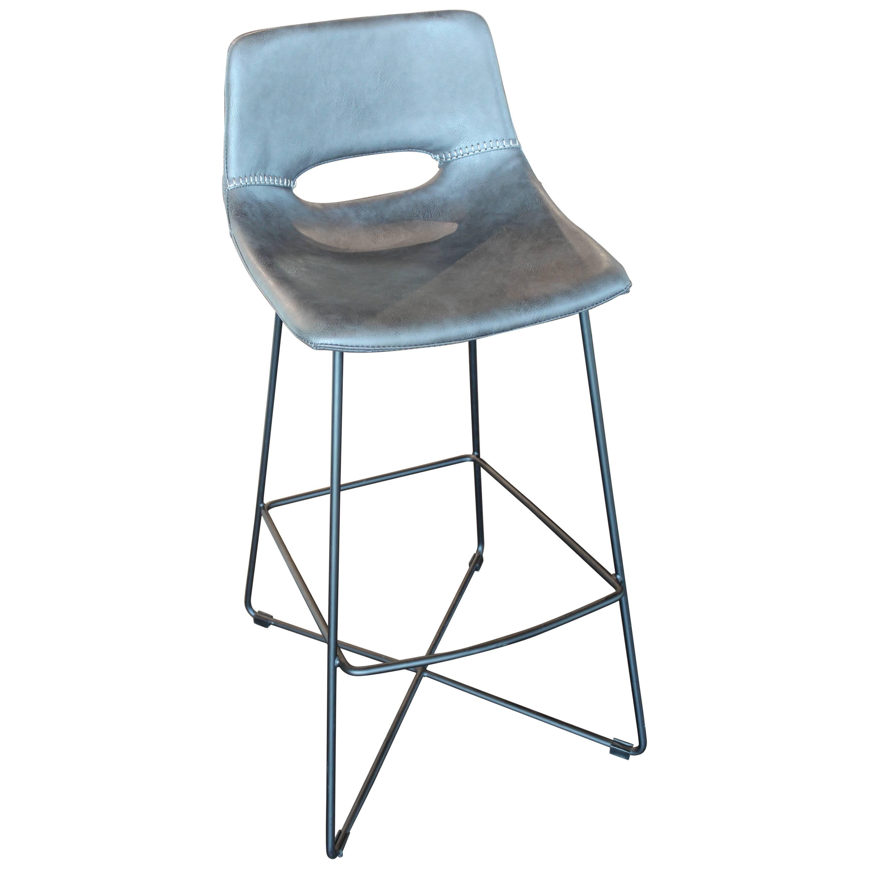 Contemporary Bar Stool in Bonded Leather