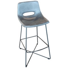 Contemporary Bar Stool in Bonded Leather