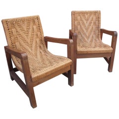Pair of Natural Fiber Armchairs by Tyco