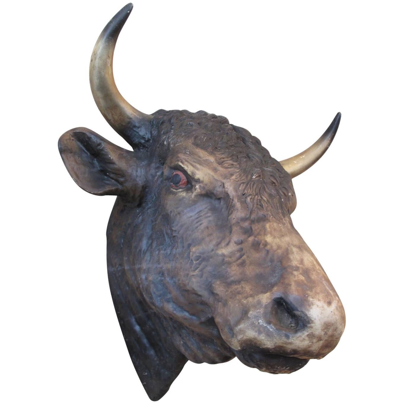 20th Century Handpainted Steer Head For Sale