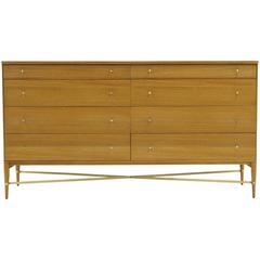 Paul McCobb Eight-Drawer Dresser Mahogany with Brass Cross Stretchers