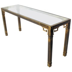Asian Influenced Brass Console Table by Mastercraft