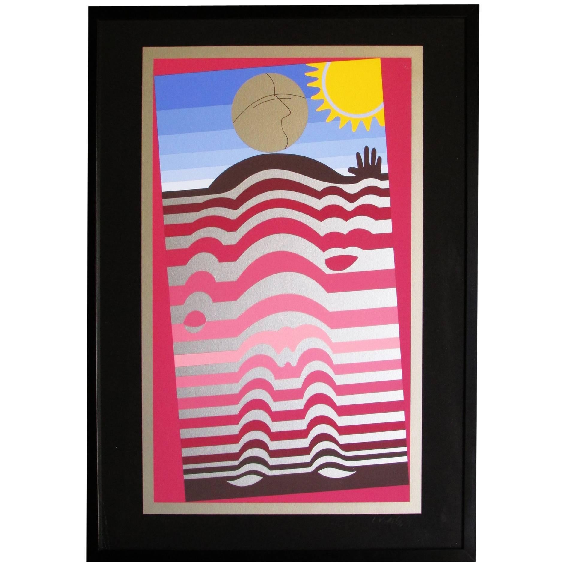 "Sunbather" Hand Signed Silkscreen by Victor Vasarely