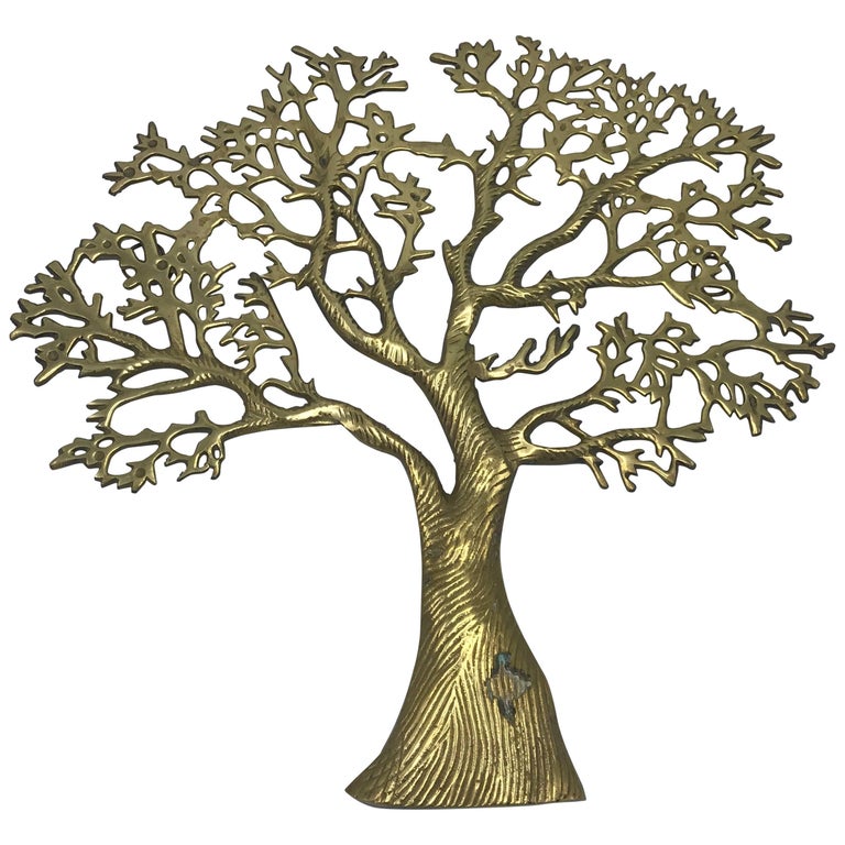 1960s Italian Brass Tree of Life Wall Hanging Sculpture at 1stDibs