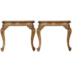 Pair of 19th Century Italian Console Tables with Marble Tops