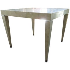 Amazing 1980s Vintage Modern Tessellated Stone and Chrome Game or Dining Table