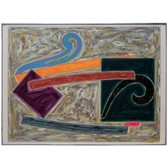 Abstract Mixed-Media Signed and Dated by Frank Stella 1977 on Graph Paper
