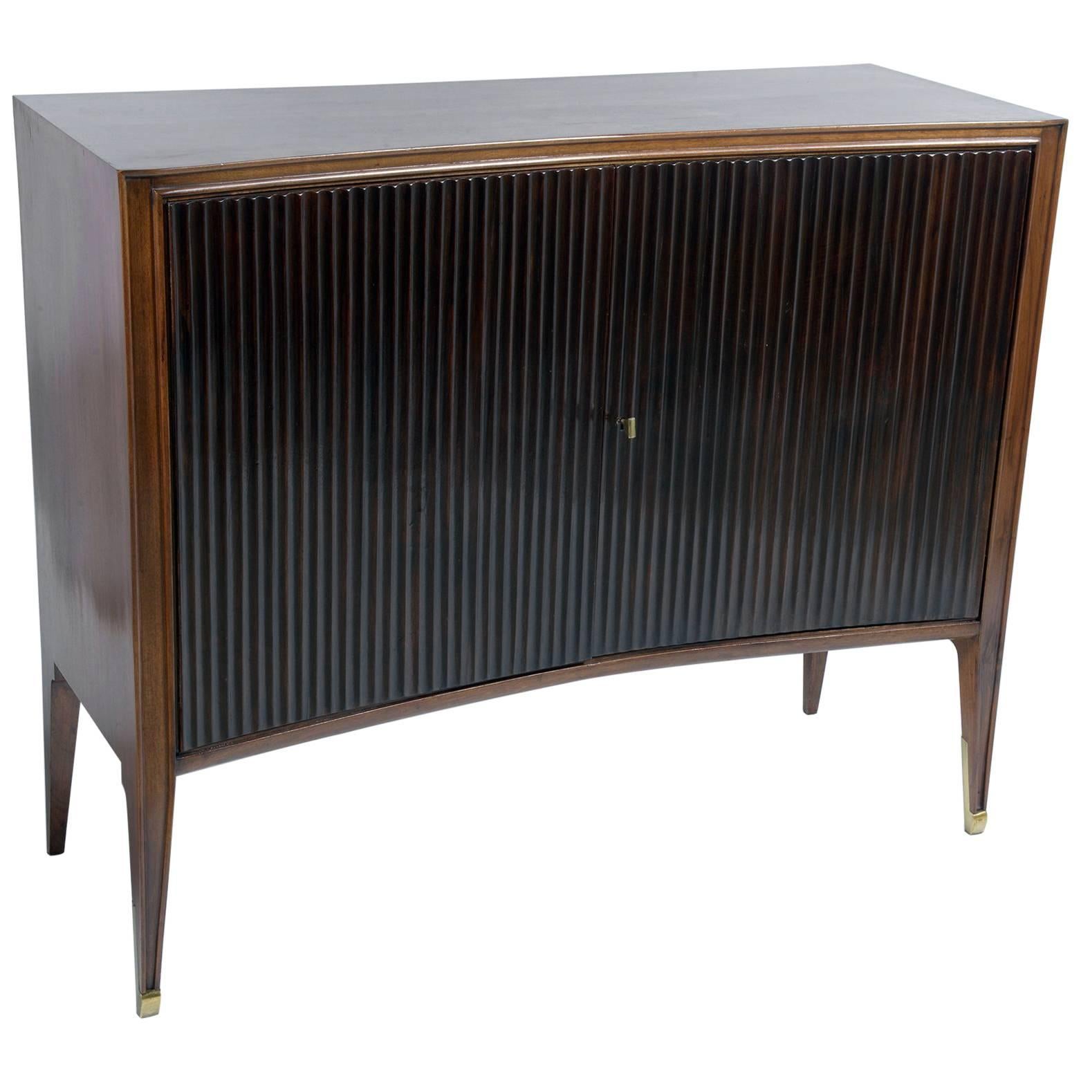 Mid-Century Italian Curved and Grooved Front Doors Sideboard