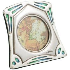 Antique Edwardian Sterling Silver and Enamel Photograph Frame 3