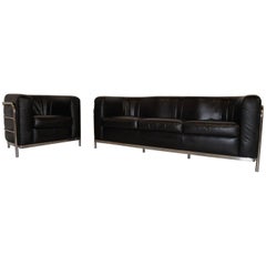 Original Zanotta Onda Leather Sofa and Armchair Designed by Paolo Lomazzi, 1985