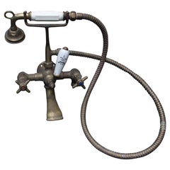 Used Original Copper and Porcelain Bath Tub Tap and Shower, circa 1935