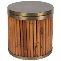 Vintage Bamboo and Brass Wastebasket by Gabrielle Crespi