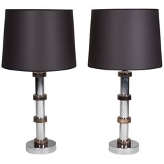 Pair of 1960s Faux Bamboo Chrome Table Lamps 2