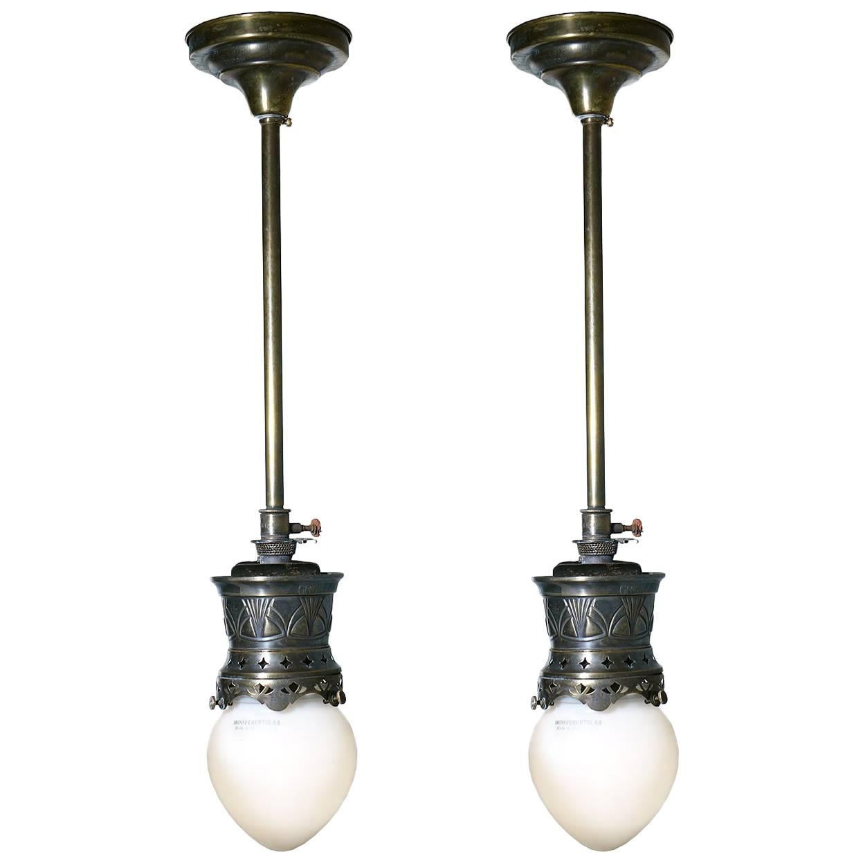 Pair of Original Arts & Crafts Mini Gas Lamps