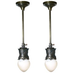 Antique Pair of Original Arts & Crafts Mini Gas Lamps