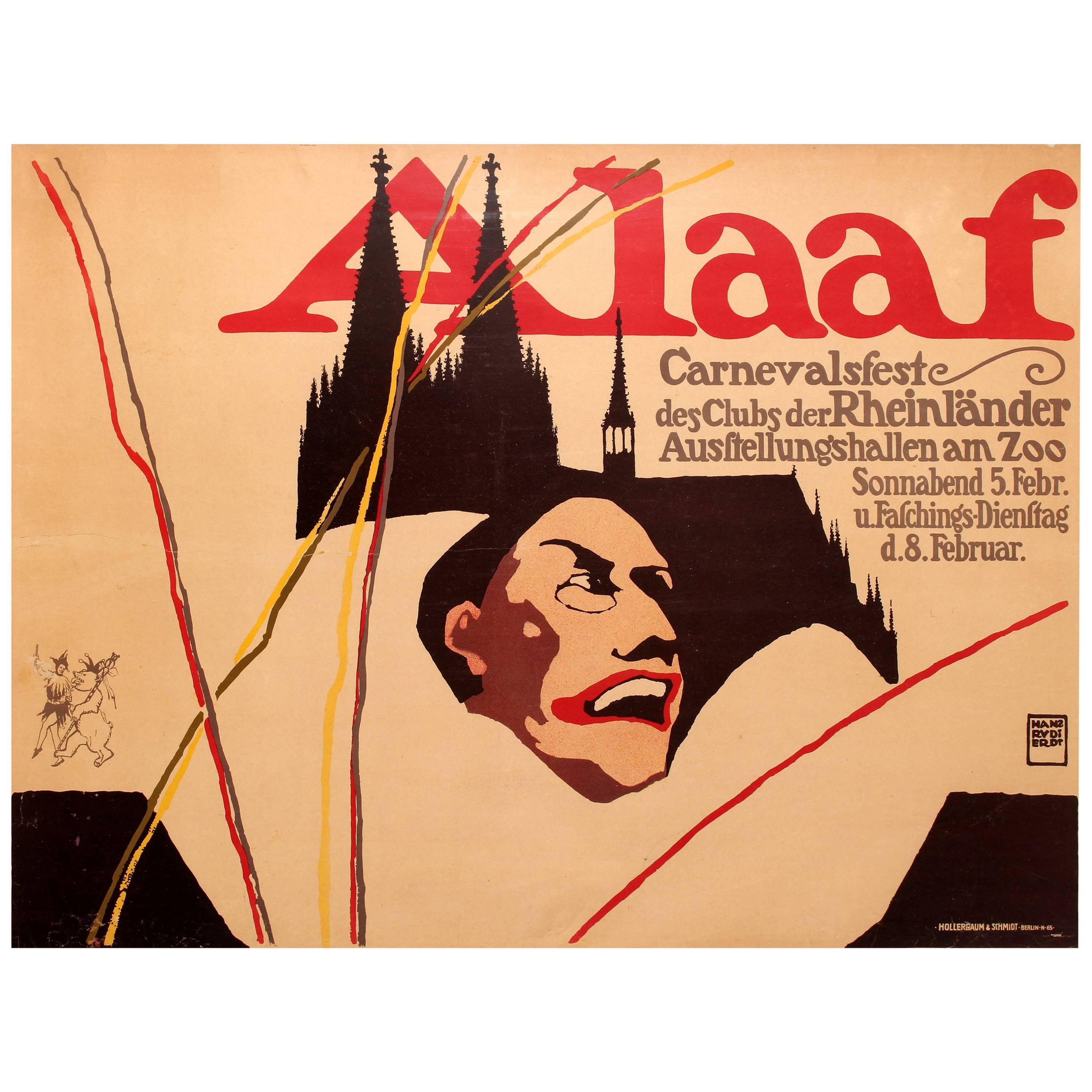Original Antique Cologne Carnival Festival Poster - Alaaf - Carnevalsfeste Koln For Sale