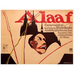 Affiche d'origine du festival de carnaval de Cologne ancienne - Alaaf - Carnevalsfeste Koln