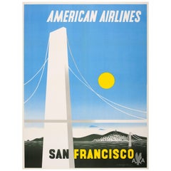 Original Vintage American Airlines Travel Poster for San Francisco California