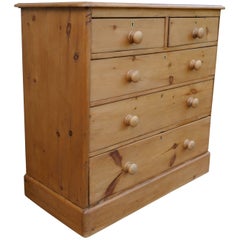 Large Victorian Stripped Pine Chest of Drawers, 1890