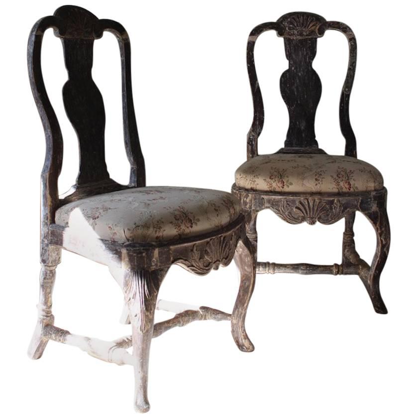 Pair of 18th Century, Swedish Side Chairs