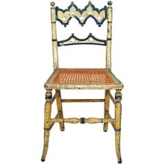 Gothic Revival Painted and Caned Side Chair