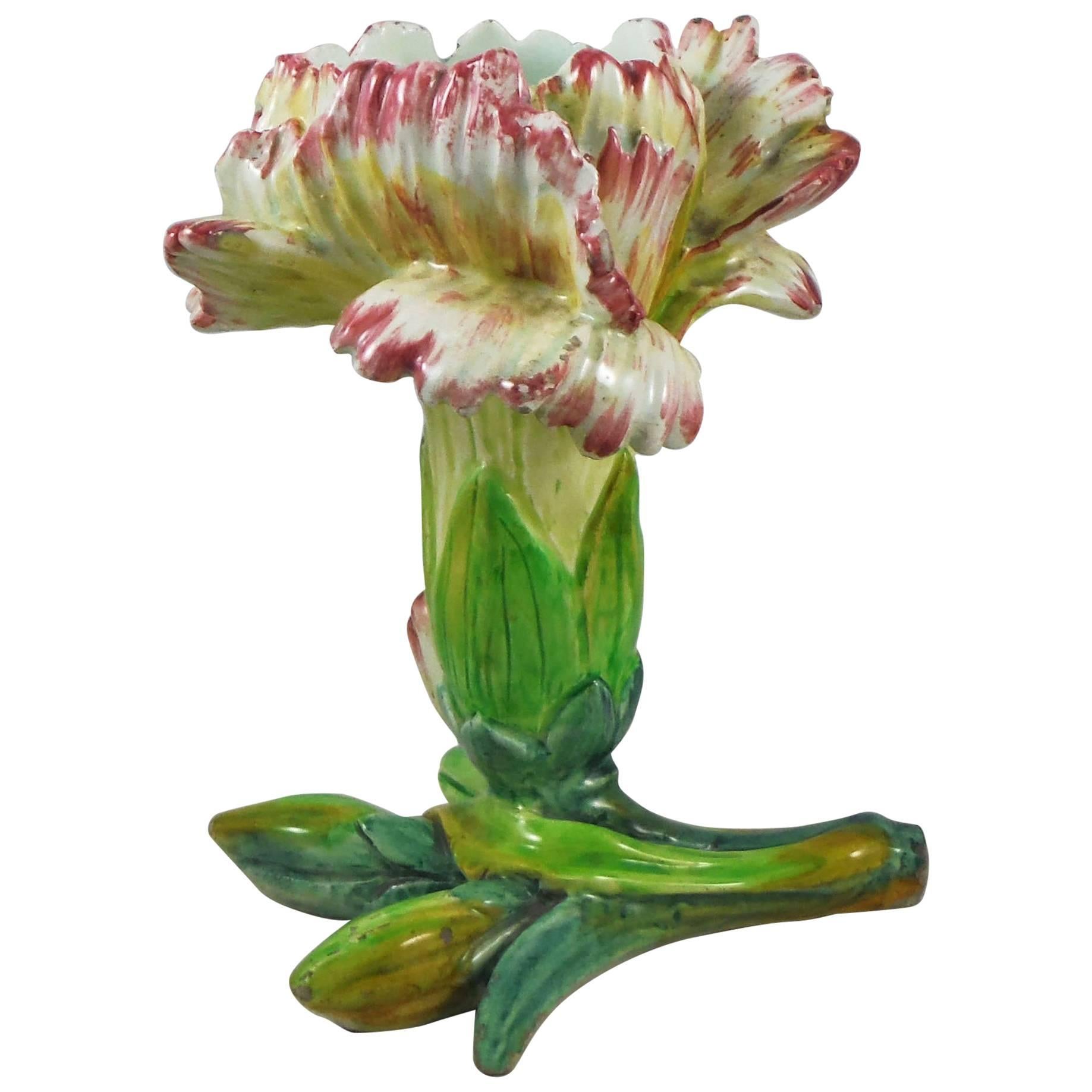 Vase à fleurs de distinction en majolique Jérôme Massier, vers 1900