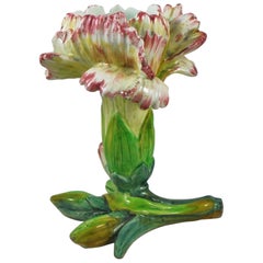 Antique Majolica Carnation Flower Vase Jerome Massier, circa 1900