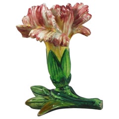 Antique Majolica Carnation Flower Vase Jerome Massier, circa 1900