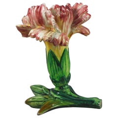 Majolica Carnation Flower Vase Jerome Massier, circa 1900