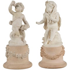 "Seasons Allegory" Pair of Statues