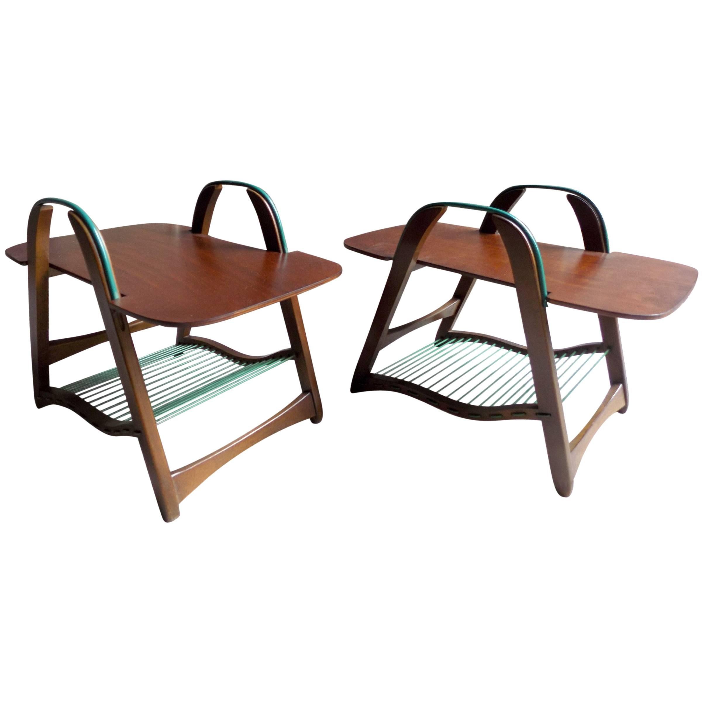 Beautiful Pair of French Side Table Attributed to Louis Sognot, circa 1960 For Sale