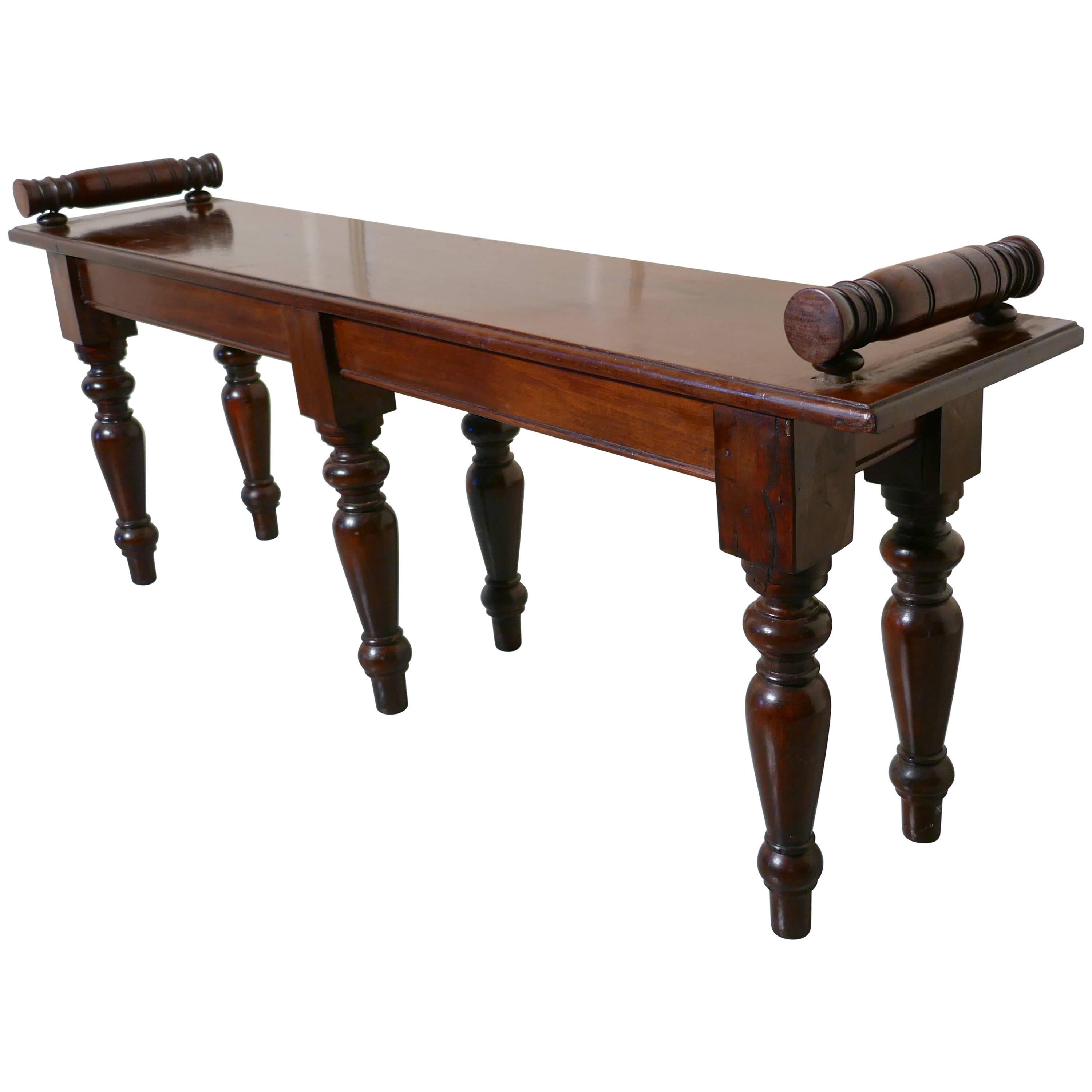 Superb Quality Long Mahogany Window Seat, Hall Bench